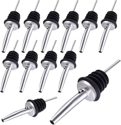 pangutheos 12 Pièce Bec Verseur Alcool, Bec Verseur Huile D'olive en Acier Inoxydable Convient pour 16-20mm Vin Café Sirop Huile D'olive Réutilisable Acier Inoxydable...