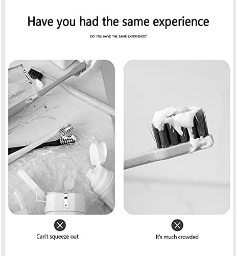 Wall Mounted Automatic Toothpaste Dispenser with 2 Toothbrush Holder Organizer Self-Adhesive Toothpaste Squeezer Hands-free Toothpaste Holder Squeezer Set for Kids and Adults (White)