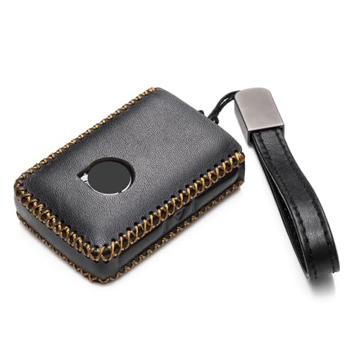 Vitodeco Genuine Leather Smart Key Fob Case Compatible with Volvo XC40, XC60, XC90, S90, S60, V60, V90 2019-2025 (4-Button, Black)