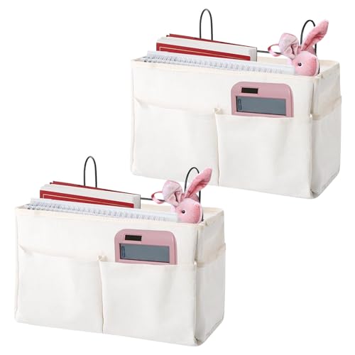 Forreen Weiße Betttasche mit Haken (2er-Pack)