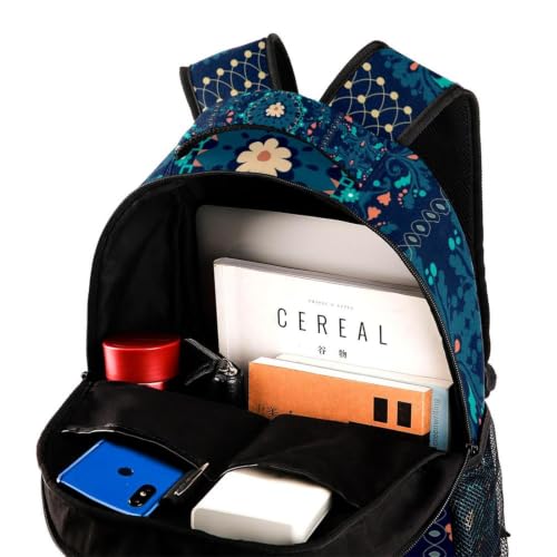 Mochila impermeable de flores con compartimento acolchado para libros 4