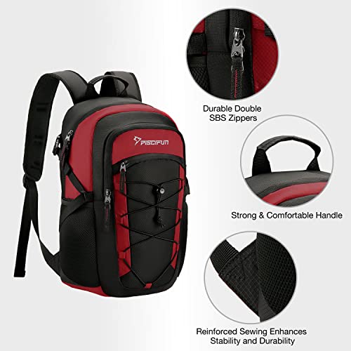 Piscifun Insulated Cooler Backpack, Leakproof Lightweight Cooler Bag, Soft Backpack Cooler For Men And Women Bag Cooler For Lunch, Picnic, Fishing, Hiking, Camping,Park, Day Trip Black & Red #TOP5