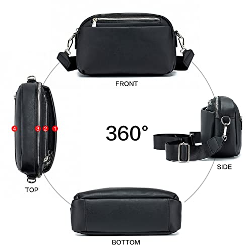 POIUGOYA-Small-Crossbody-Bags-for-Women-Leather-Womens-Shoulder-Purses-and-HandbagsFour-Zip-Camera-Purse-with-Wide-Strap