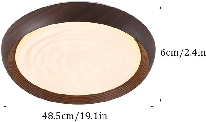 Modern Simplicity Acrylic Walnut Color Round Living Room Ceiling Lamps Moder Simple Flush Mount Lighting LED Light Source Three Color Dimmable for Dining Bedroom Study