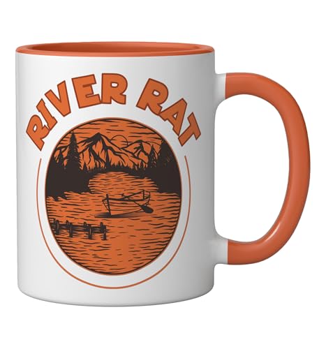 Taza cerámica estilo retro naranja y blanco 11 oz miniatura 2