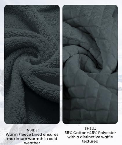 Image of GEEK LIGHTING Mens Fleece Lined Hoodies Zip Up Waffle Knit Thicken Hooded Sweatshirts Winter Jackets