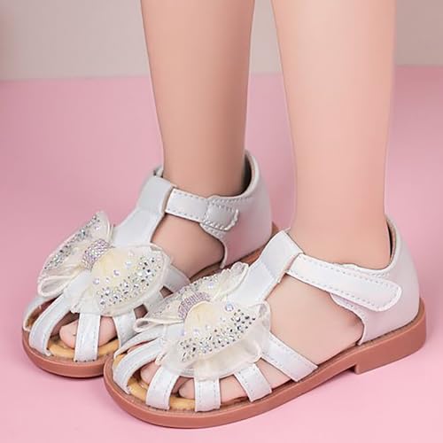 IWIHMIV Flat Sandals for Girls Bow Breathable Dress Sandals Toddler Girls Summer Soft Bottom Non Slip Shoes3