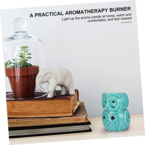 Brûleur de parfum design compact hibou bleu, grand diffuseur d'arômes céramique