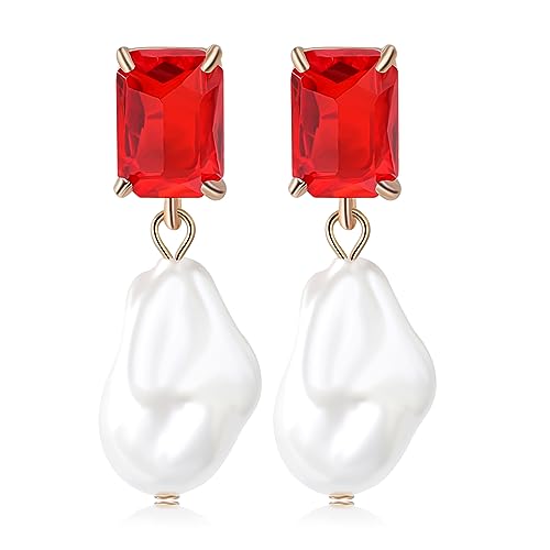Boucles d'oreilles en strass avec perle pendante blanche pour femme et mariage