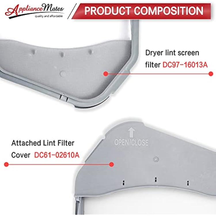 DC97-16013A Dryer Lint Trap Filter Screen Replacement for Samsung Dryer by APPLIANCEMATES Replaces DC97-16013B DC61-02610A DV210AEW/XAA DV330AEW/XAA DV405ETPASU/AA PS4221239 EAP4221239 AP4559595