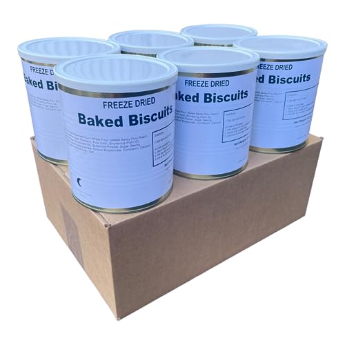 Freeze Dried Real Baked Biscuits Can Jarred and Packed Emergency Food Supply | Hunting, Survival, Camping, Backpacking Long Term Food Storage 25+ years shelf life Pack of 6 (10-12 Biscuits per Can)