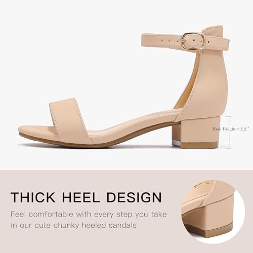 Image of Dufannie Girls Sandals Low Heels Dress Pump Ankle Strap Open Toe Flower Girl Wedding Party for Toddler Little Big Kid