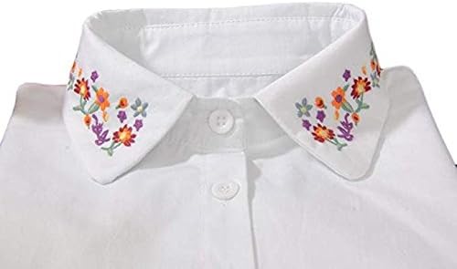 Women's Detachable Half Shirt Blouse Cotton False Collar Embroidery Flower Shirt Collar Fake Collar image 5