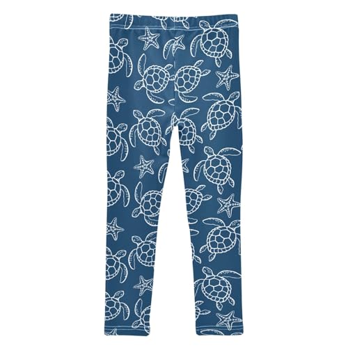 Girls Leggings Soft Toddler Ankle Length Bottoms Sea Turtles Kids Dance Yoga Pants 4-10 Years2