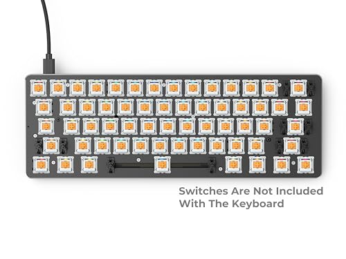 Image of GLORIOUS Custom Gaming Keyboard - GMMK 60% Percent Compact Barebone - USB C Wired Mechanical Keyboard Kit - RGB Hot Swappable Switches & Keycaps - Black Metal Top Plate