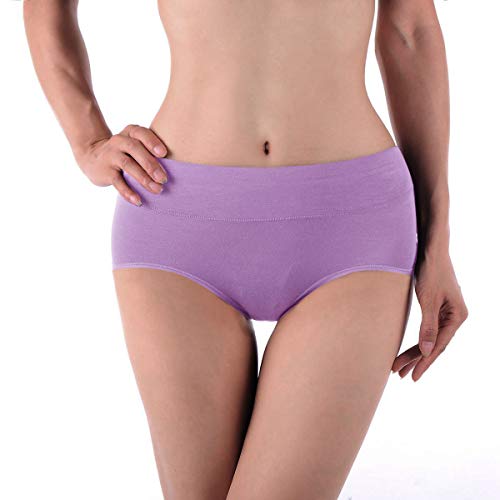 Image of Womens Underwear,Cotton Mid Waist No Muffin Top Full Coverage Brief Ladies Panties Lingerie Undergarments for Women Multipack