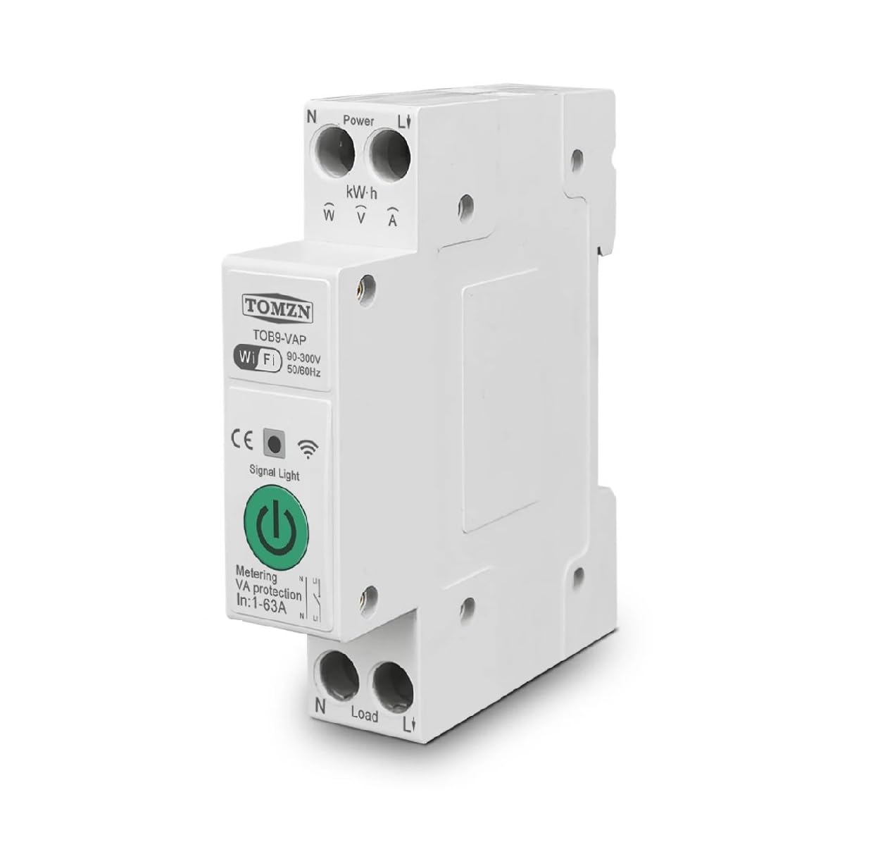 Wifi Tuya Smartlife Intelligent 1-63A Adjustable Circuit breaker 90-300V Smart WiFi Switch Module, Energy Meter DIN Rail Voltage Protection Recover Breaker, Timing Countdown Modes (Wifi Breaker)