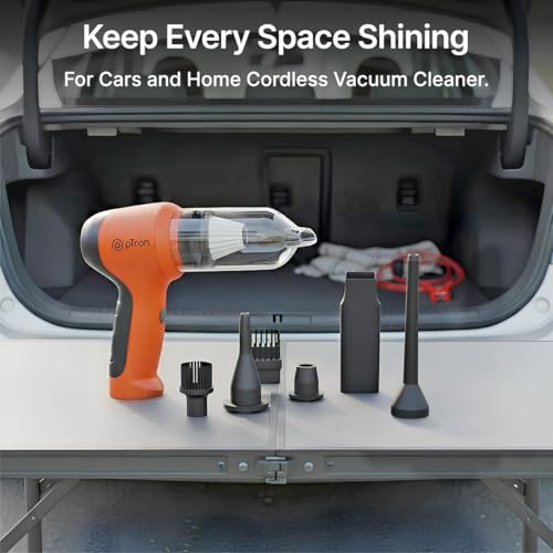 Image of pTron NeoVac X1 14kPA Powerful Suction 80W Cordless Handheld Car /Home Vacuum Cleaner with Blower, HEPA Filter, High Torque DC Motor, Compact & Lightweight, Rechargeable, Multiple Attachments (Orange)