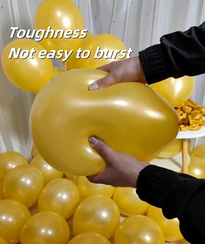 Image of 300 Pack Gold Balloons 12 Inch Pearlescent Golden Latex Party Balloon Bulk for Various Party Events Decorations
