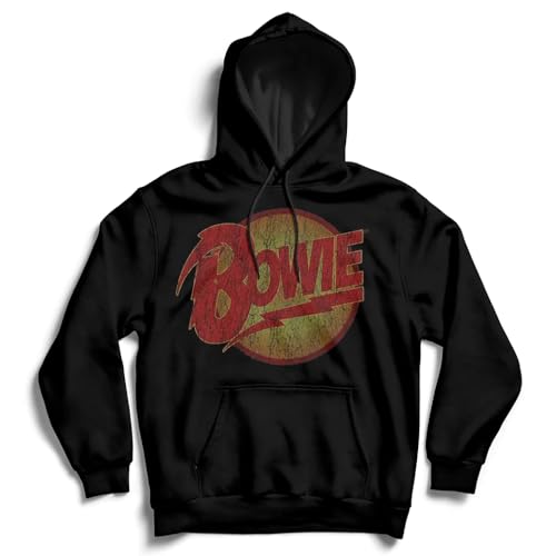 Sweat à capuche David Bowie anthracite en coton premium avec logo Diamond Dogs vintage