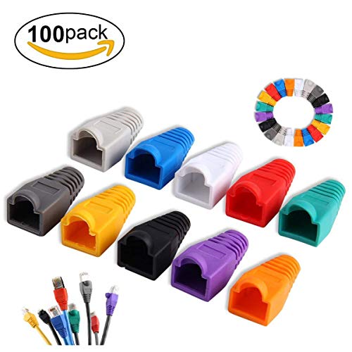 Enchufe Funda de extremos de cable de red Ethernet RJ45 botas cubierta suave plástico enchufe conector para botas Cap 100 piezas (color al azar)