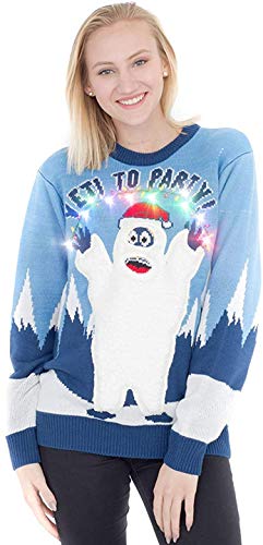 Costume Agent Light Up Ugly Christmas Sweaters for Mens and Womens Funny Holiday Pullover with LED Lights
