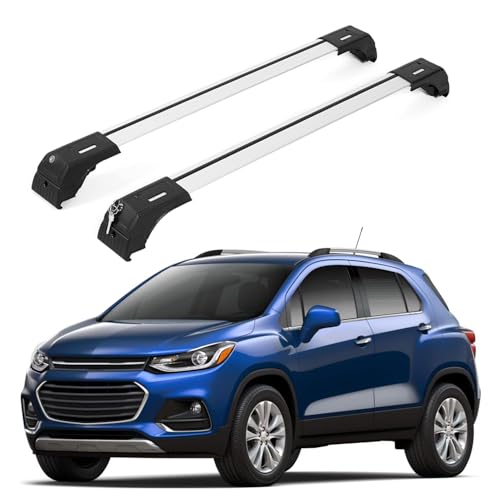 Image of ERKUL Roof Rack Cross Bars for Chevrolet Chevy Trax 2013-2022 | Aluminum Crossbars with Anti Theft Lock for Rooftop | Compatible with Raised Rails - Silver