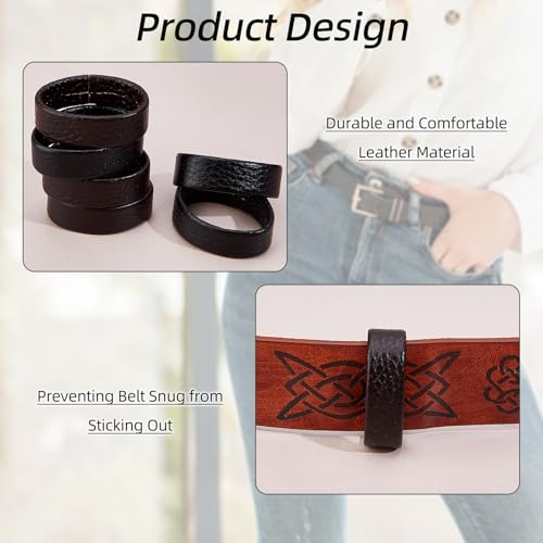 NICENEEDED 6 PCS Leather Loop Keeper with 1 Puncher, Replacement Cowhide Strap Holder Retainer Band, Hold Extra Length Straps Belt Accessories for 1.5"-1.6" Wide3