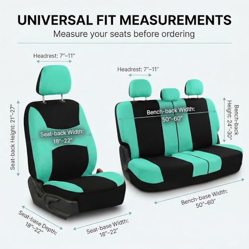 Image of FH Group Car Seat Covers Rear Set Cloth - Universal Fit Automotive Seat Covers, Low Back Front Seat Covers, Solid Back Seat Cover, Washable Car Seat Cover for SUV, Sedan and Van Mint