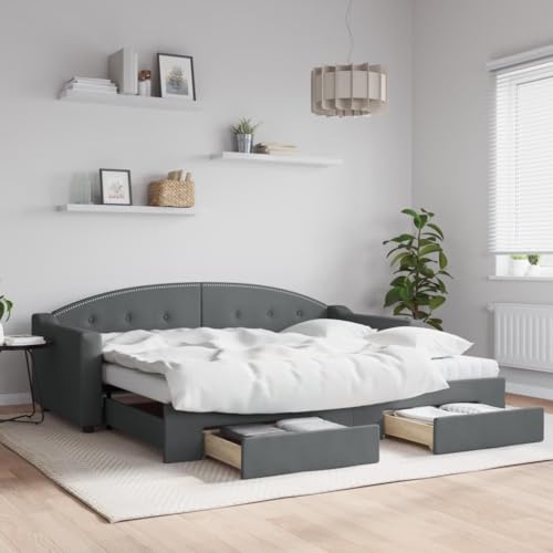 Gecheer Sofá Cama 2 en 1 con Cama Nido: Convertible, Almacenamiento, colchones de Espuma, Gris Oscuro
