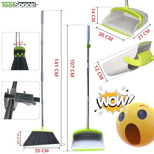 Broom dustpan combo ToolSpace XL largo vertical con recogedor con mango para casa 4