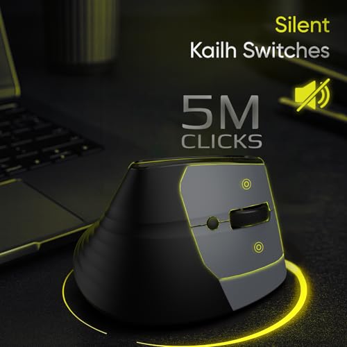 Image of Amkette XS Series Natural Vertical Wireless Mouse /Bluetooth Mouse with Side Scroll, 2.4GHz, 2 x BT, 7 Buttons, Multi-OS Compatibility, Rechargeable, 3200 DPI, Smart, Superior Design, 2 Yrs Warranty