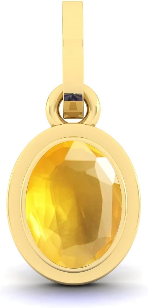 5.00 Carat Oval Yellow Sapphire Pendant Necklace For Women Oval 8X6MM, Gift For Her