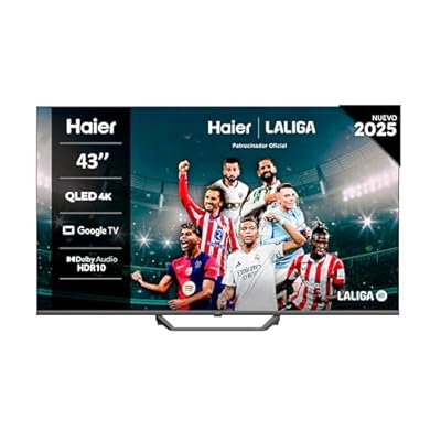 Haier QLED 4K UHD H43S80FUX - 43"  Smart TV  Google TV  Dolby Audio  HDR 10  Smart Remote Control  Google Assistant  Bluetooth 5.1  120Hz Gaming  USB 2.0  DBX TV  HDMI 2.1 x 4  Sin Marcos  2025