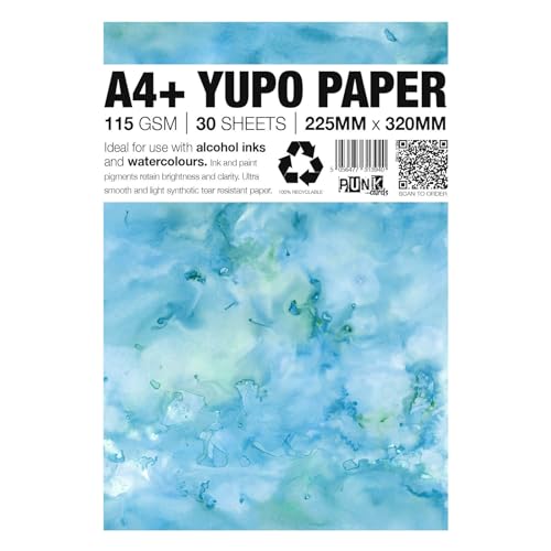Punkcards Yupo Papier – Alkoholtinten – Yupo Papier A4 – Kunstpapier mit Alkoholtinte – für Künstler und Maler – 30 Blatt – 115 g/m² – A4+ – 225 mm x 320 mm