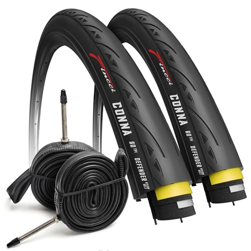 Fincci Set 700x23c Tires Road Bike with 2X Bicycle Inner Tubes 700c - Racing...