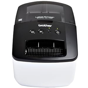 Brother QL-700 Label Maker, USB 2.0, Address Label Printer, Desktop, Up to 62mm Wide Labels, UK Plug, Black Print Only