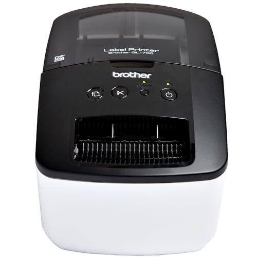 Brother QL-700 Label Maker, USB 2.0, Address Label Printer, Desktop, Up to 62mm Wide Labels, UK Plug, Black Print Only