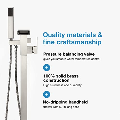 Ove Decors Infinity Free Standing Bath Tub Faucet in Brushed Nickel Finish by OVE Decors - Image 3