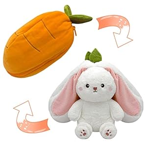 Bunny Stuffed AnimalCarrot Reversible Cuddle Bunny Plush Doll with Zipper Cute Soft Rabbit Toys Pillow for Kids and Adults Easter Bunnies Plushies Gifts Carrot 709 inches