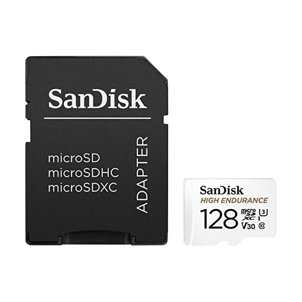 SanDisk 128GB High Endurance Video MicroSDXC Card with Adapter for Dash Cam and Home Monitoring systems - C10, U3, V30, 4K UHD, Micro SD Card - SDSQQNR-128G-GN6IA