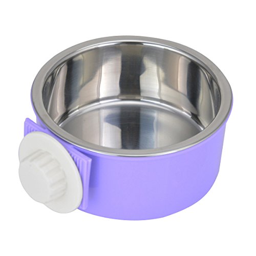 Crate Dog Bowl Removable Stainless Steel Water Food Feeder Bowls Cage Coop Cup for Cat Puppy Bird Pets