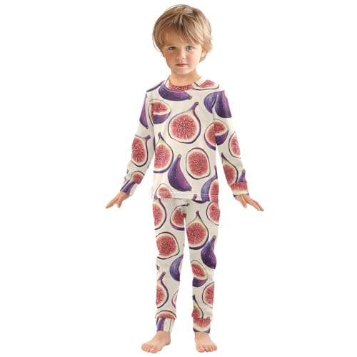 Pajama Sets Long Sleeve Fig Pattern Print Design Soft Comfy Sleepwear 2 Piece PJS 3-8T2