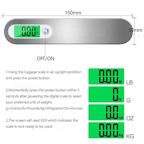 Pèse-bagage électronique de 50 kg avec écran LCD et sangle pour valises