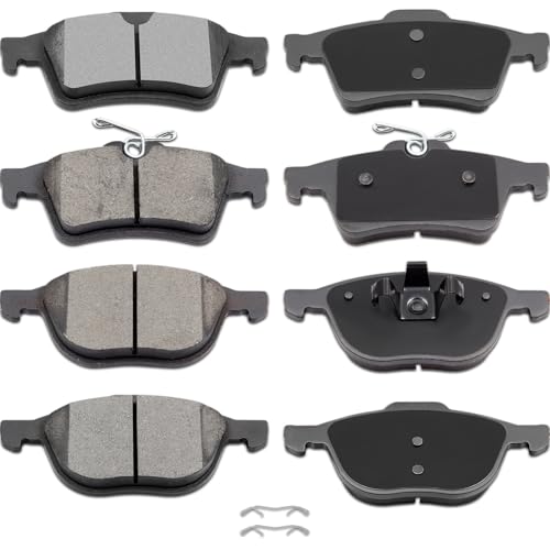 Image of ECCPP 8pcs D1044 D1095 Ceramic Disc Brake Pads For Ford For Focus 2012-2018 | Front Rear Brake Pads 2018 For Ford For EcoSport,2013 2014 2015 2016 For Ford For Escape,2004-2013 For Mazda For 3;w /Hardware