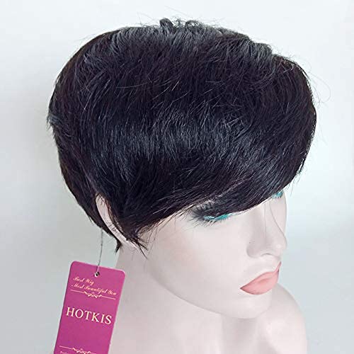 Hotkis Short Human Hair Wigs For Black Women Short Pixie Cut Wigs Side Bangs Human Hair Short Cut Wigs (Side Bangs Cut) #TOP4