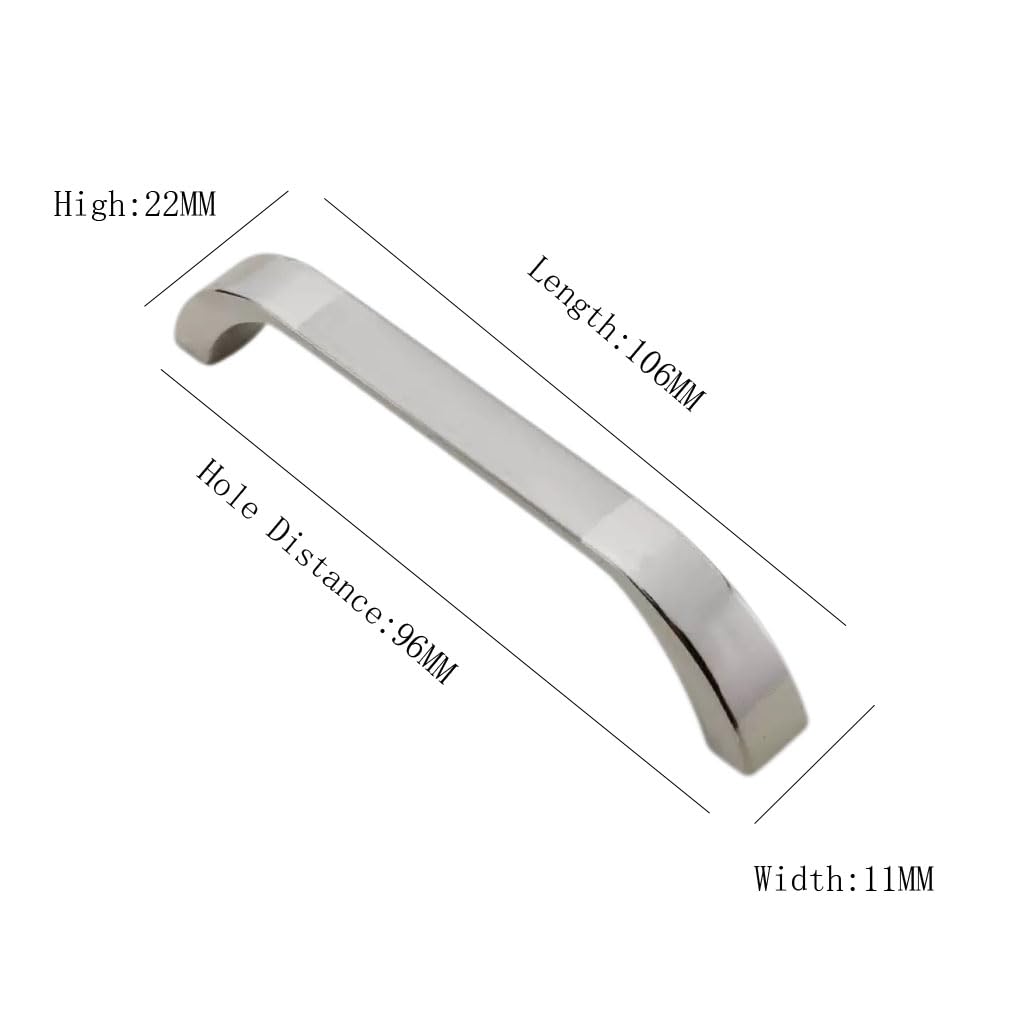 Maniglie per armadi in lega di zinco per mobili, Maniglie for armadietti da cucina in lega di zinco 6 pezzi, distanza dei fori argento 96 mm(15 Pcs)
