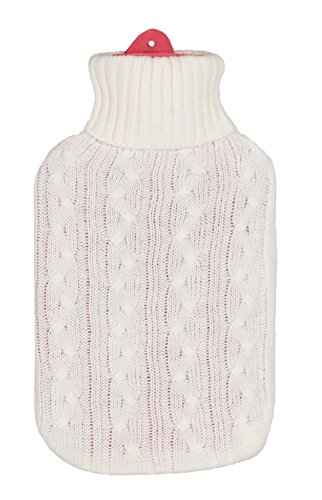 BRANDSSELLER Wärmeflasche Wärmekissen mit Strickmuster-Bezug - 1,6L - Creme/Strickdesign