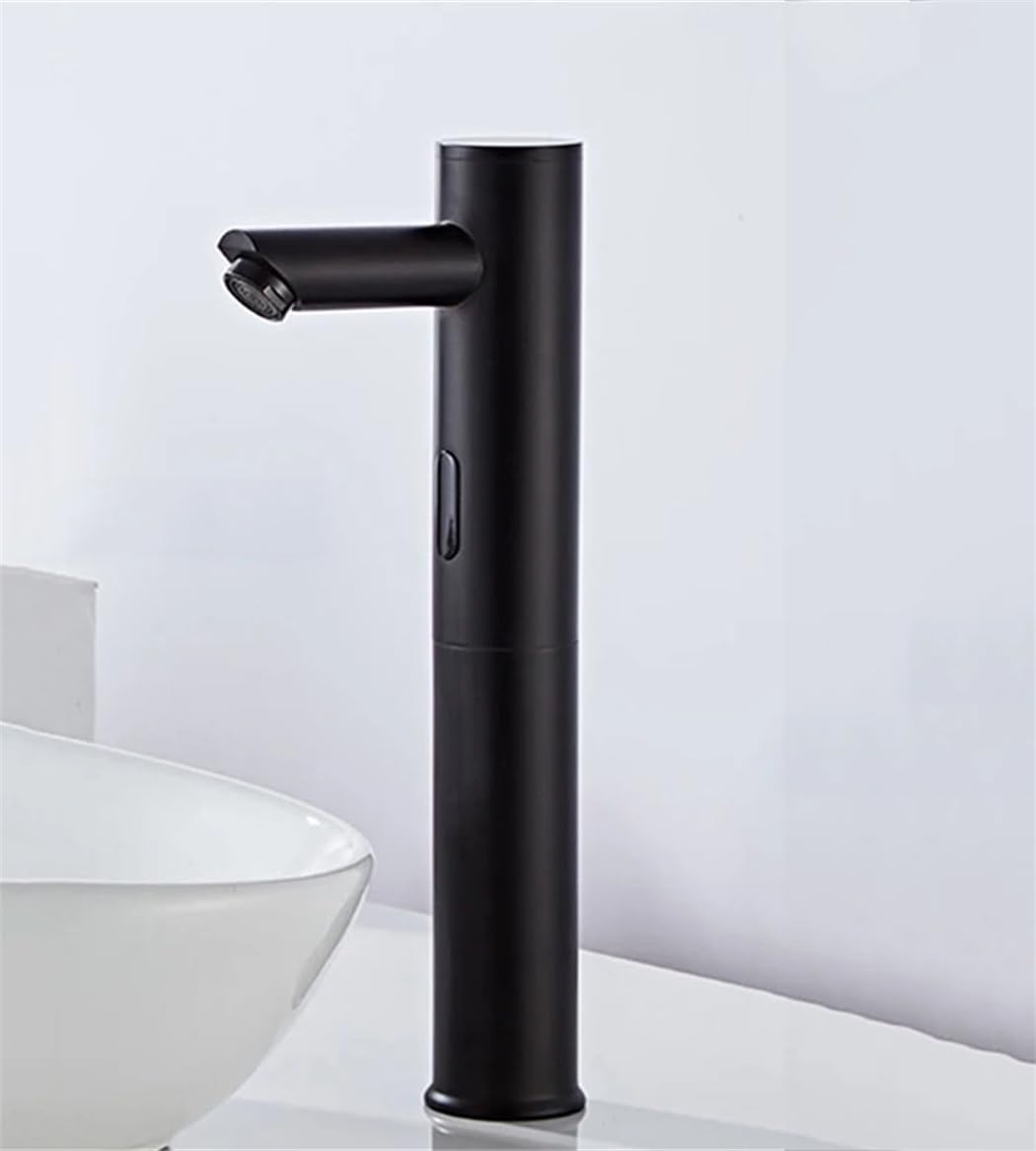 Robinet de salle de bains à grue design noir et or mat