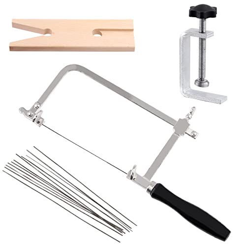 Tanstic 15-Piece Jewelry Saw Frame Kit with Blades, Bench Pin Clamp Set, V-Slot V-Top Bench Pin, Adjustable Cutting Tools for Jewelry Making